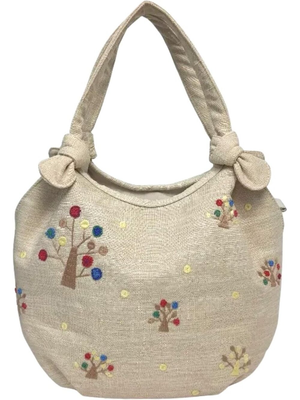 Embroidered Handbag for Women, Vintage Tree Shoulder Tote with Zipper, 12.6"x5.5
